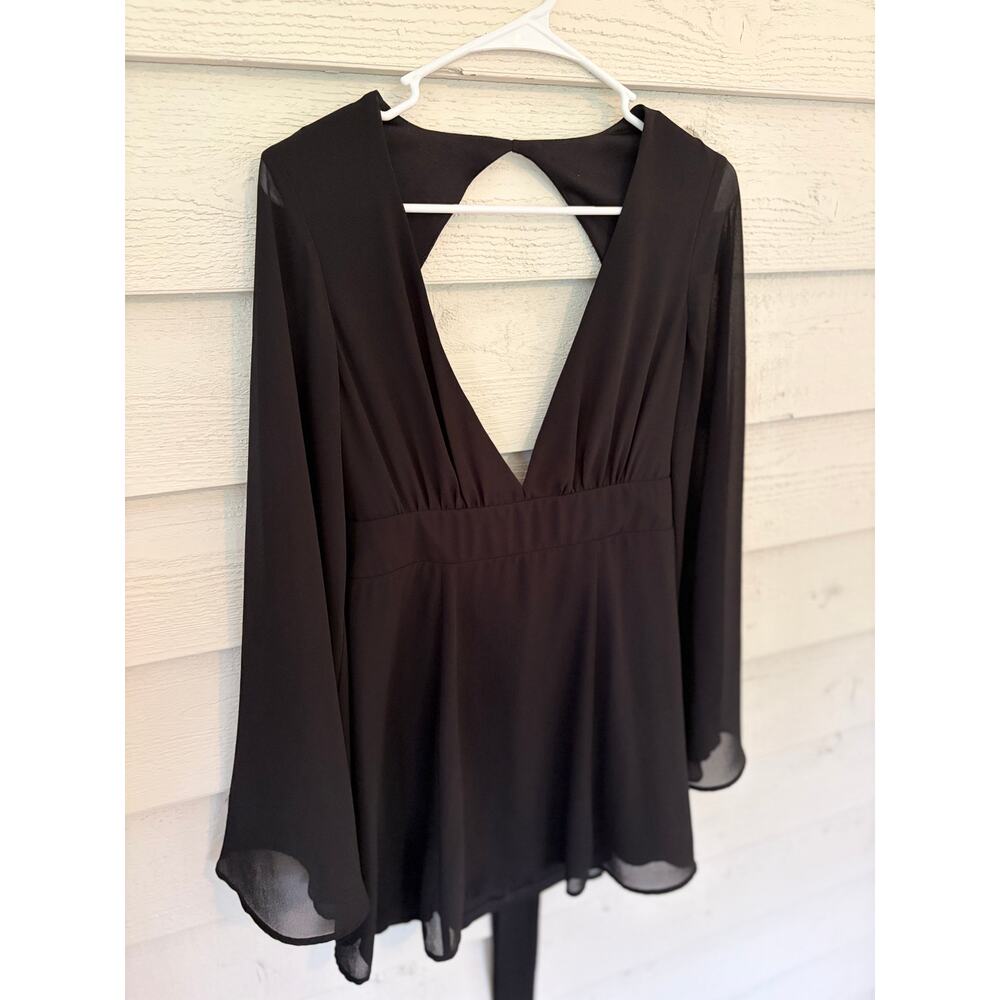 Show Me Your Mumu Black Long Sleeve Open Back Dress Small - Picture 3 of 4